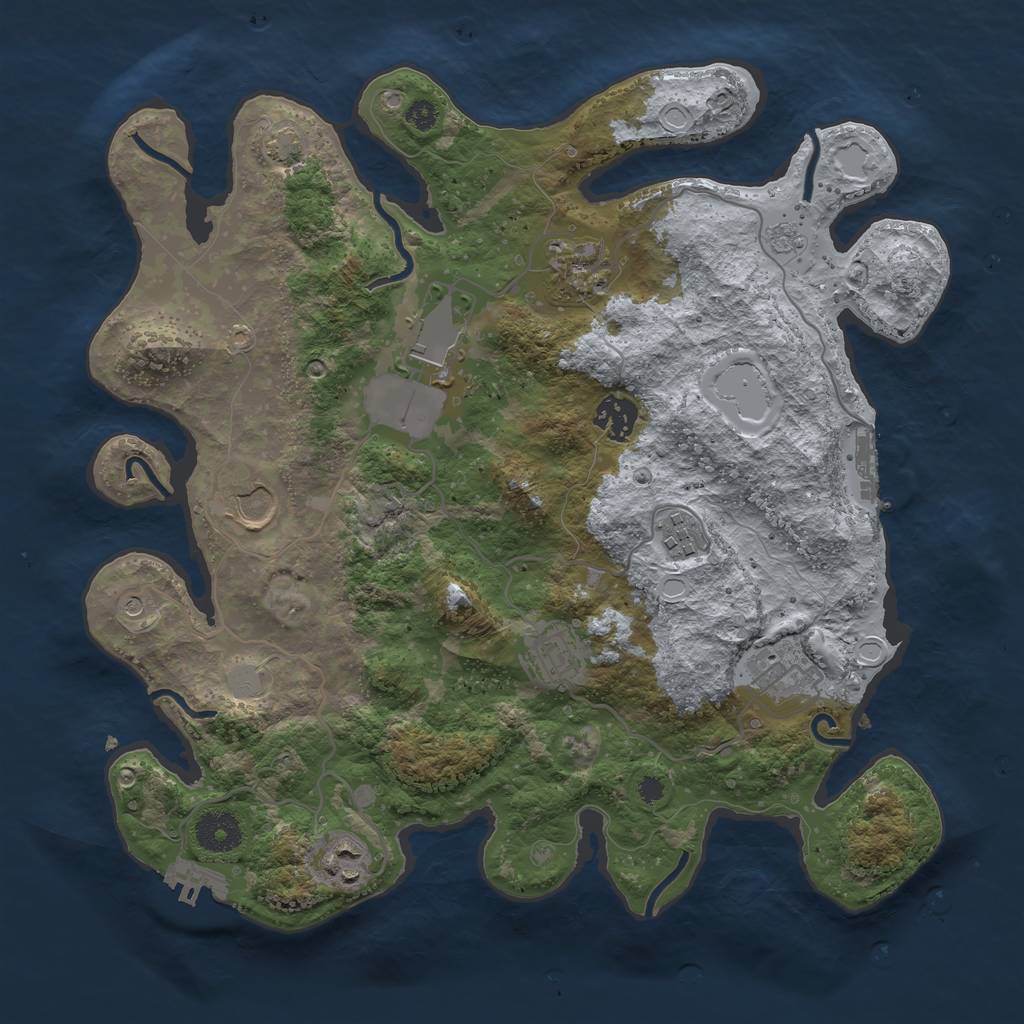 Rust Map: Procedural Map, Size: 3500, Seed: 986740036, 16 Monuments