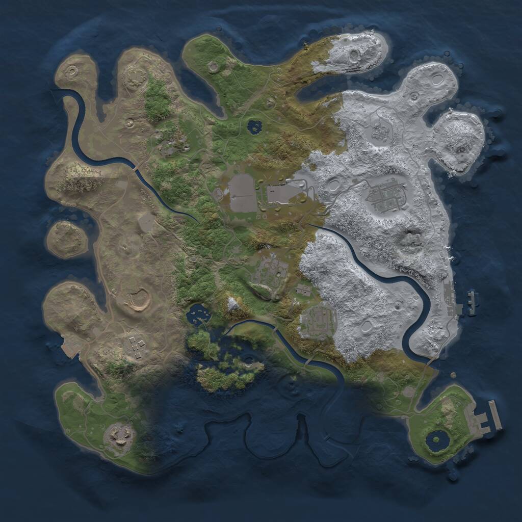 Rust Map: Procedural Map, Size: 3500, Seed: 986740036, 15 Monuments