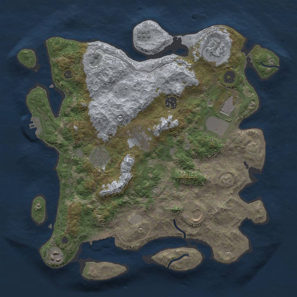 Rust Map: Procedural Map, Size: 3600, Seed: 40762070, 16 Monuments