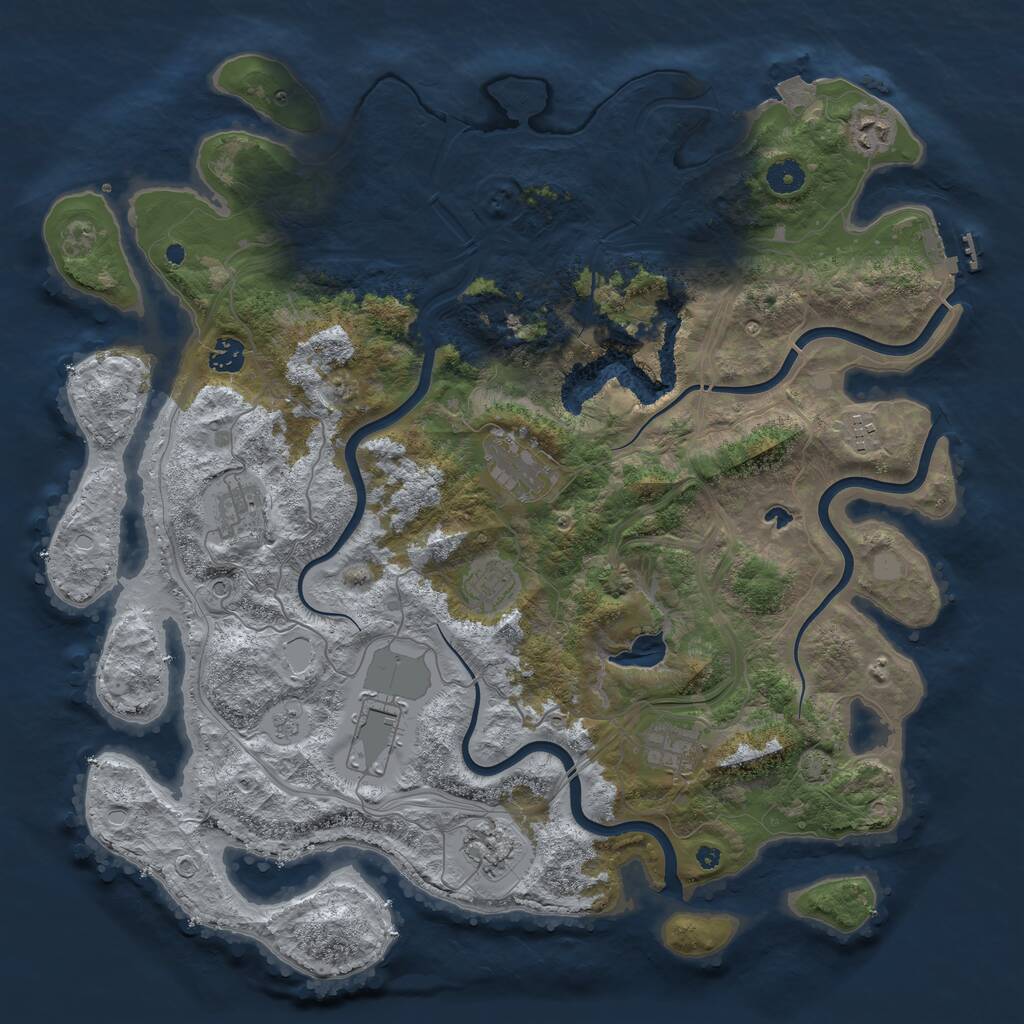 Rust Map: Procedural Map, Size: 4300, Seed: 63212518, 14 Monuments