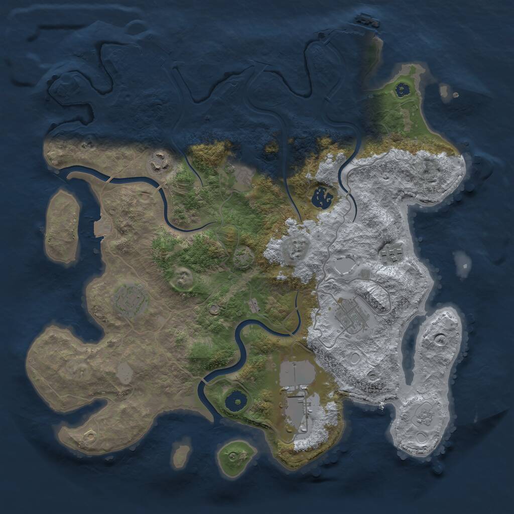 Rust Map: Procedural Map, Size: 3700, Seed: 18402335, 12 Monuments