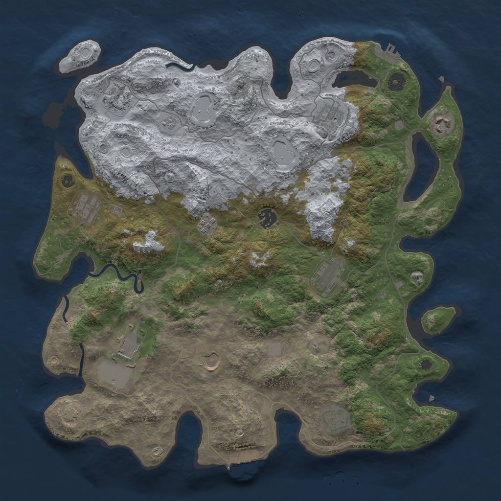Rust Map: Procedural Map, Size: 4100, Seed: 56757732, 18 Monuments