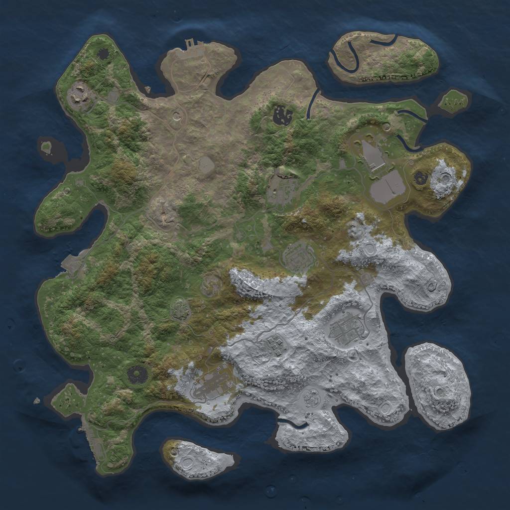 Rust Map: Procedural Map, Size: 3800, Seed: 13958516, 16 Monuments