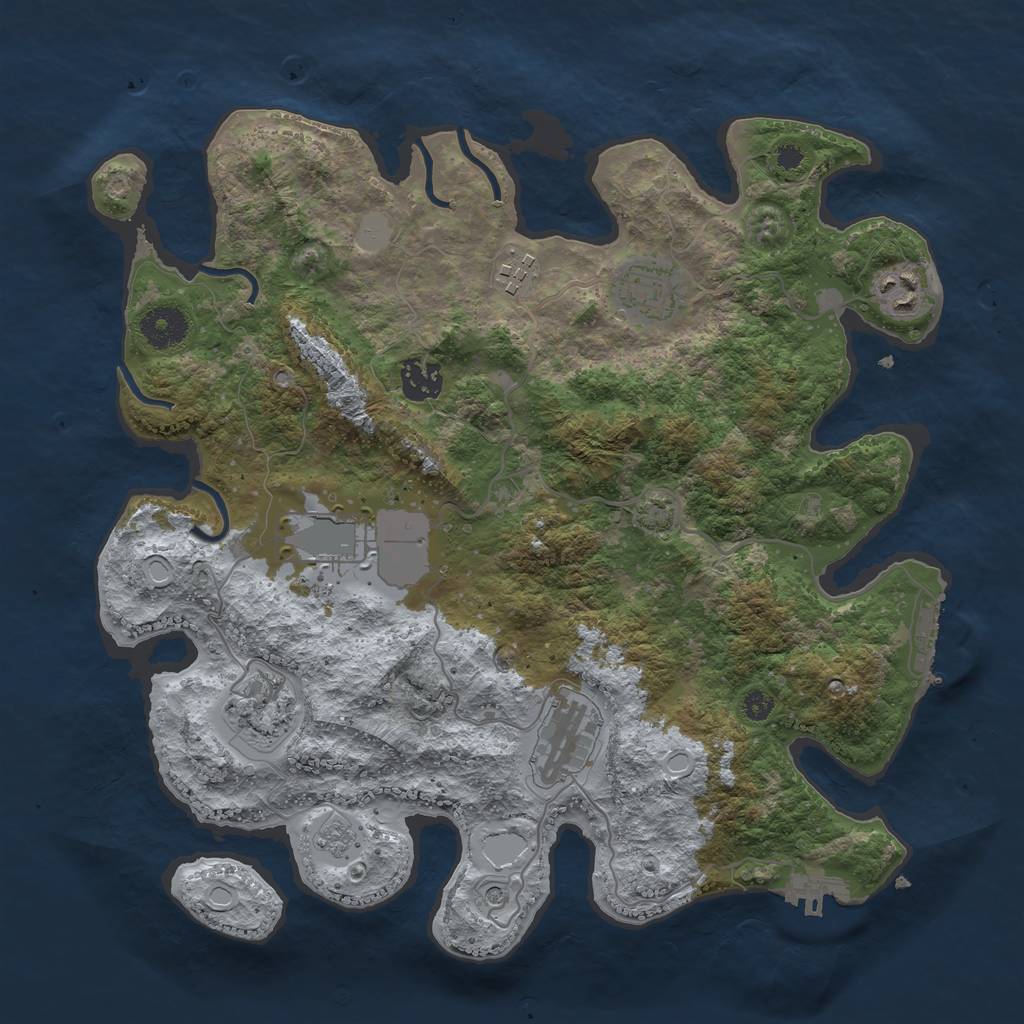 Rust Map: Procedural Map, Size: 3500, Seed: 450298423, 15 Monuments