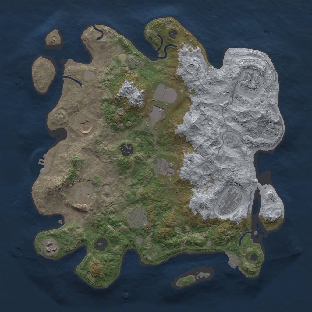 Rust Map: Procedural Map, Size: 3600, Seed: 58696647, 17 Monuments