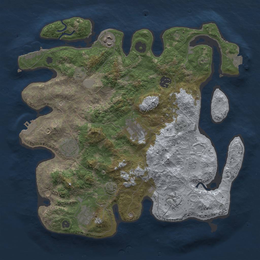 Rust Map: Procedural Map, Size: 3450, Seed: 66258846, 15 Monuments