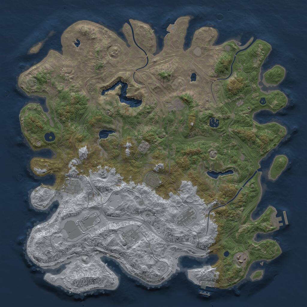 Rust Map: Procedural Map, Size: 4500, Seed: 377905378, 16 Monuments