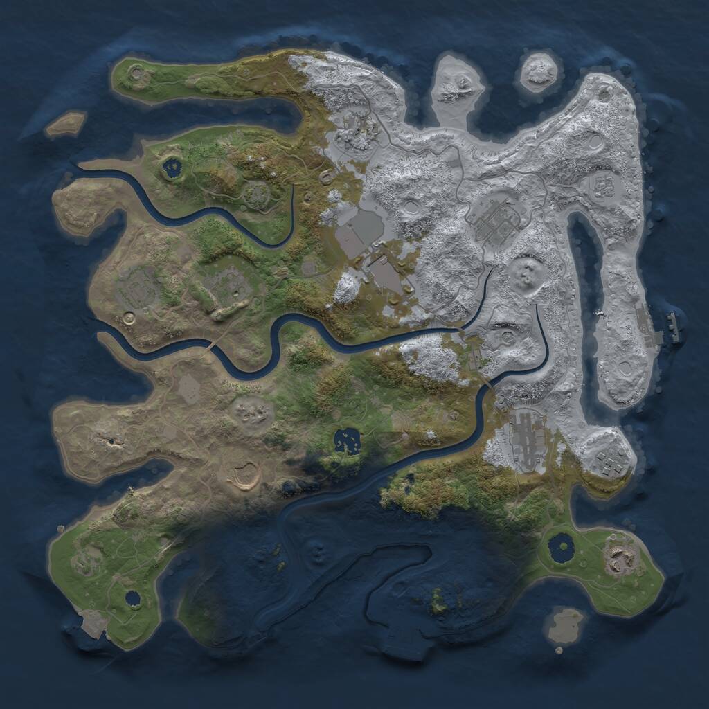 Rust Map: Procedural Map, Size: 3800, Seed: 75955, 16 Monuments