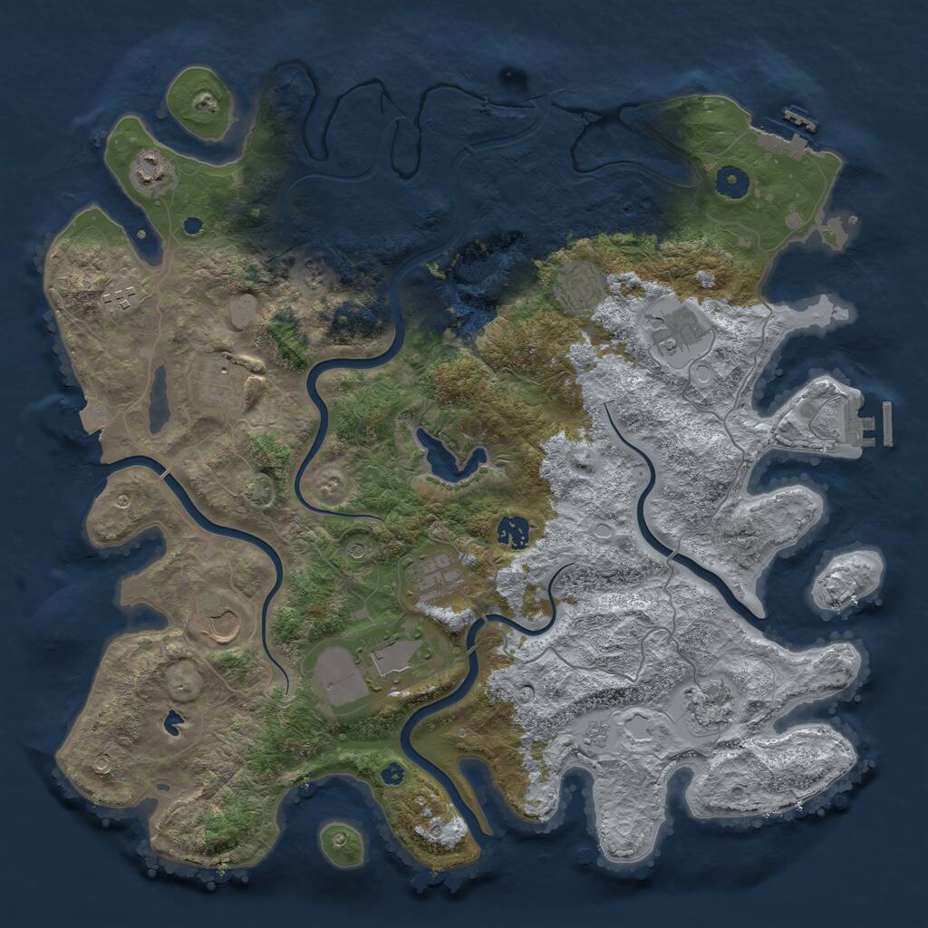 Rust Map: Procedural Map, Size: 4200, Seed: 1915934230, 16 Monuments
