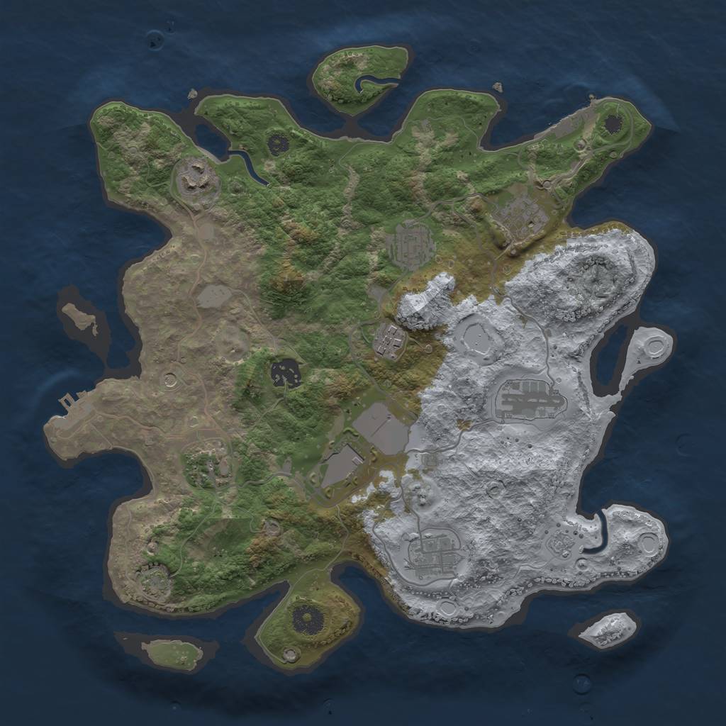 Rust Map: Procedural Map, Size: 3500, Seed: 848147784, 17 Monuments