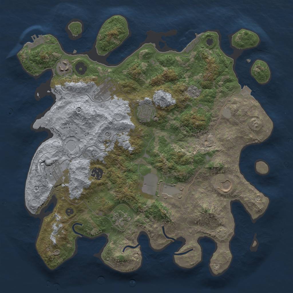Rust Map: Procedural Map, Size: 3700, Seed: 78021626, 17 Monuments