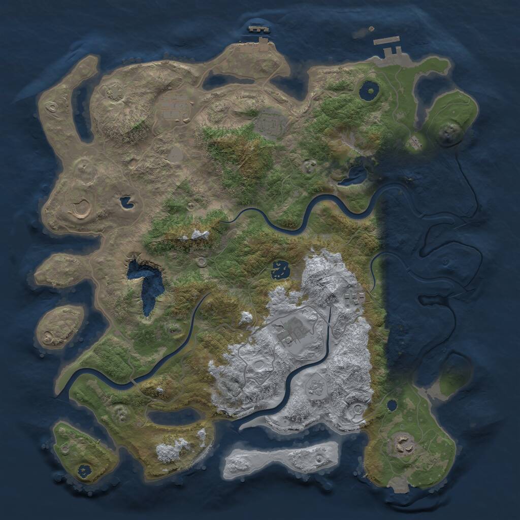 Rust Map: Procedural Map, Size: 4000, Seed: 5000909, 13 Monuments