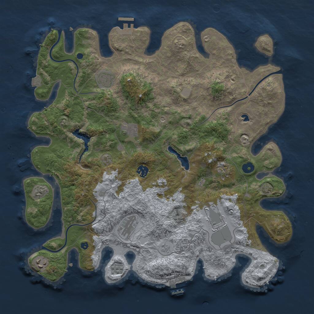 Rust Map: Procedural Map, Size: 4100, Seed: 58074254, 14 Monuments