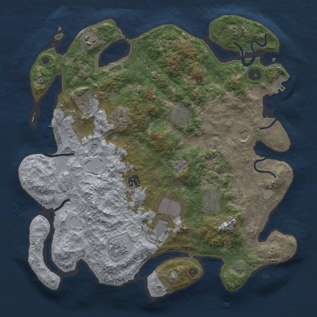 Rust Map: Procedural Map, Size: 3800, Seed: 11716434, 17 Monuments