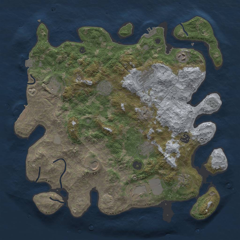 Rust Map: Procedural Map, Size: 3900, Seed: 72066962, 18 Monuments