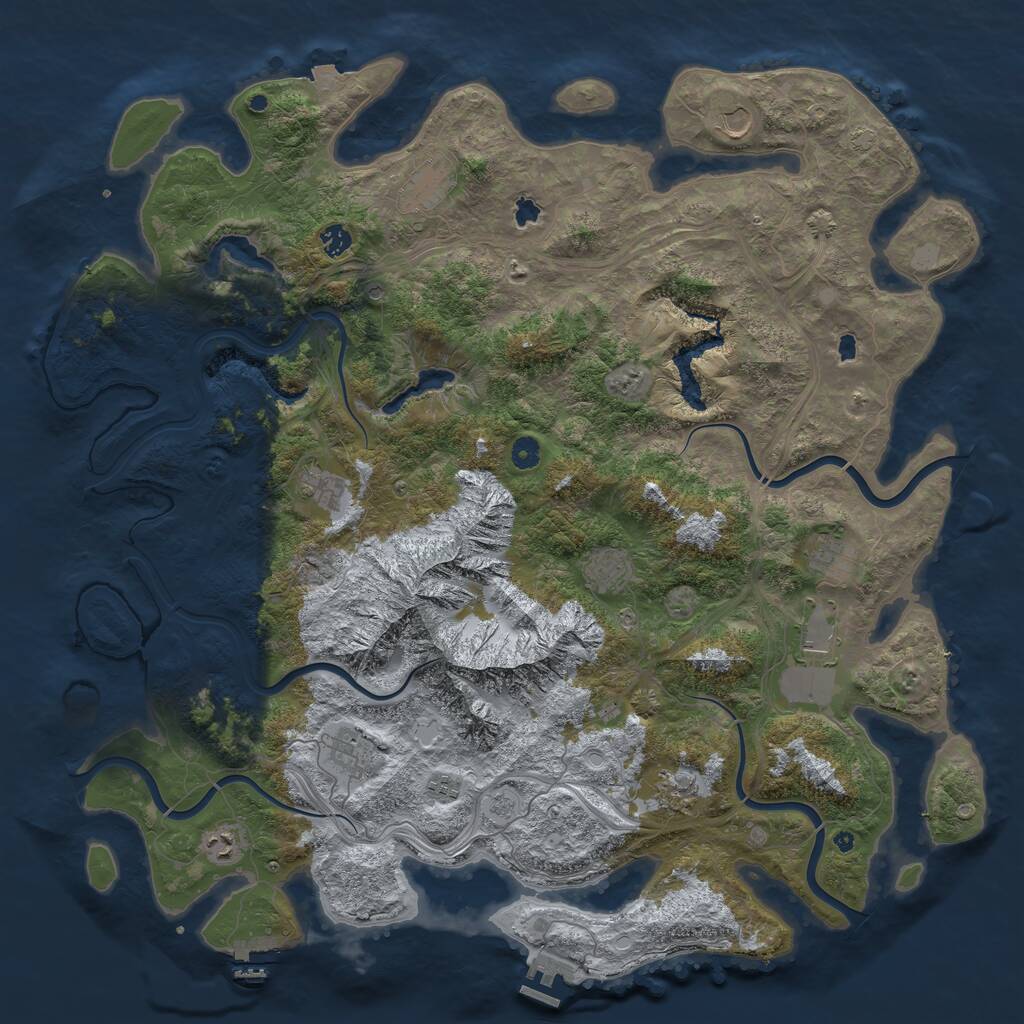 Rust Map: Procedural Map, Size: 5000, Seed: 100500, 17 Monuments
