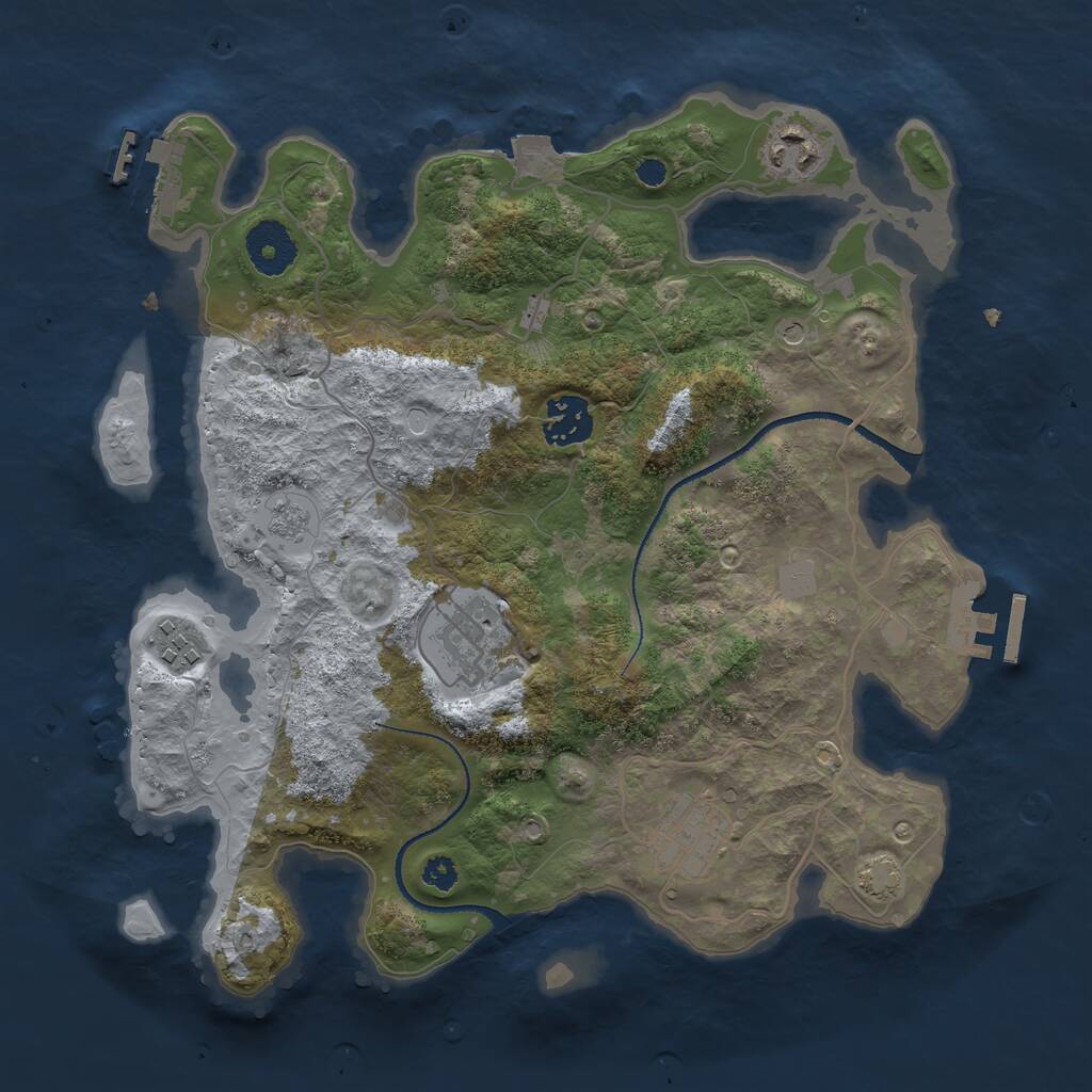 Rust Map: Procedural Map, Size: 3200, Seed: 730444985, 11 Monuments