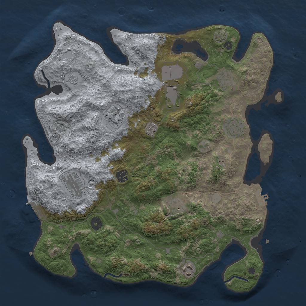 Rust Map: Procedural Map, Size: 3750, Seed: 1477571327, 17 Monuments
