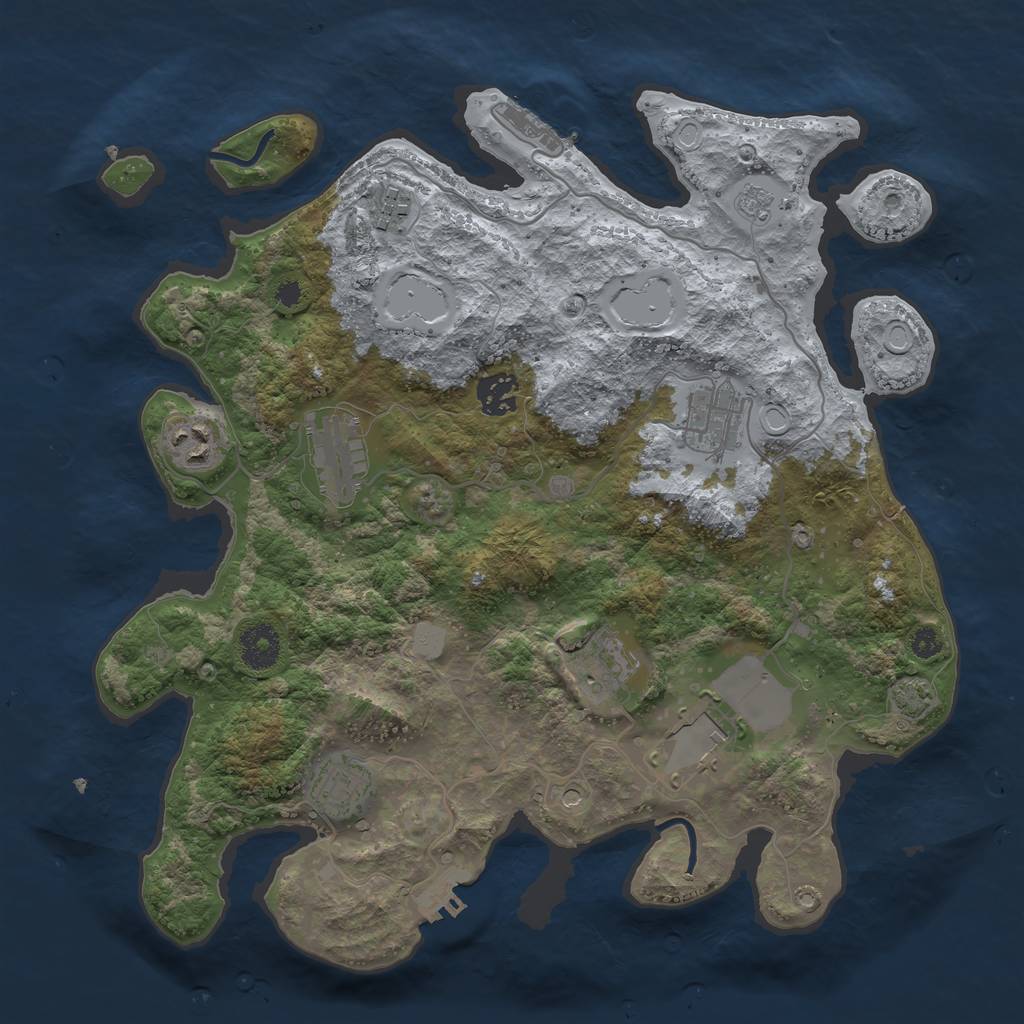 Rust Map: Procedural Map, Size: 3500, Seed: 1149519608, 16 Monuments