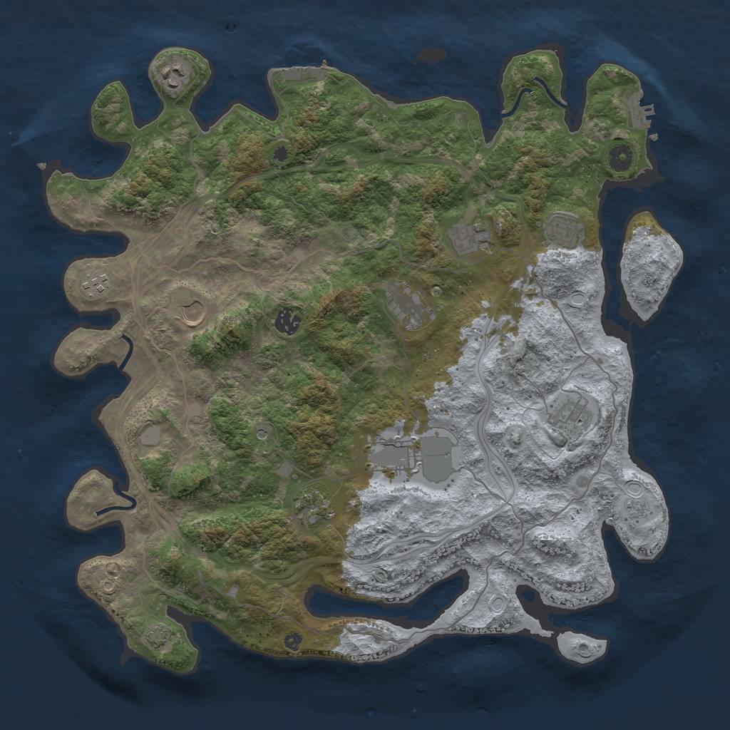 Rust Map: Procedural Map, Size: 4250, Seed: 68413865, 18 Monuments