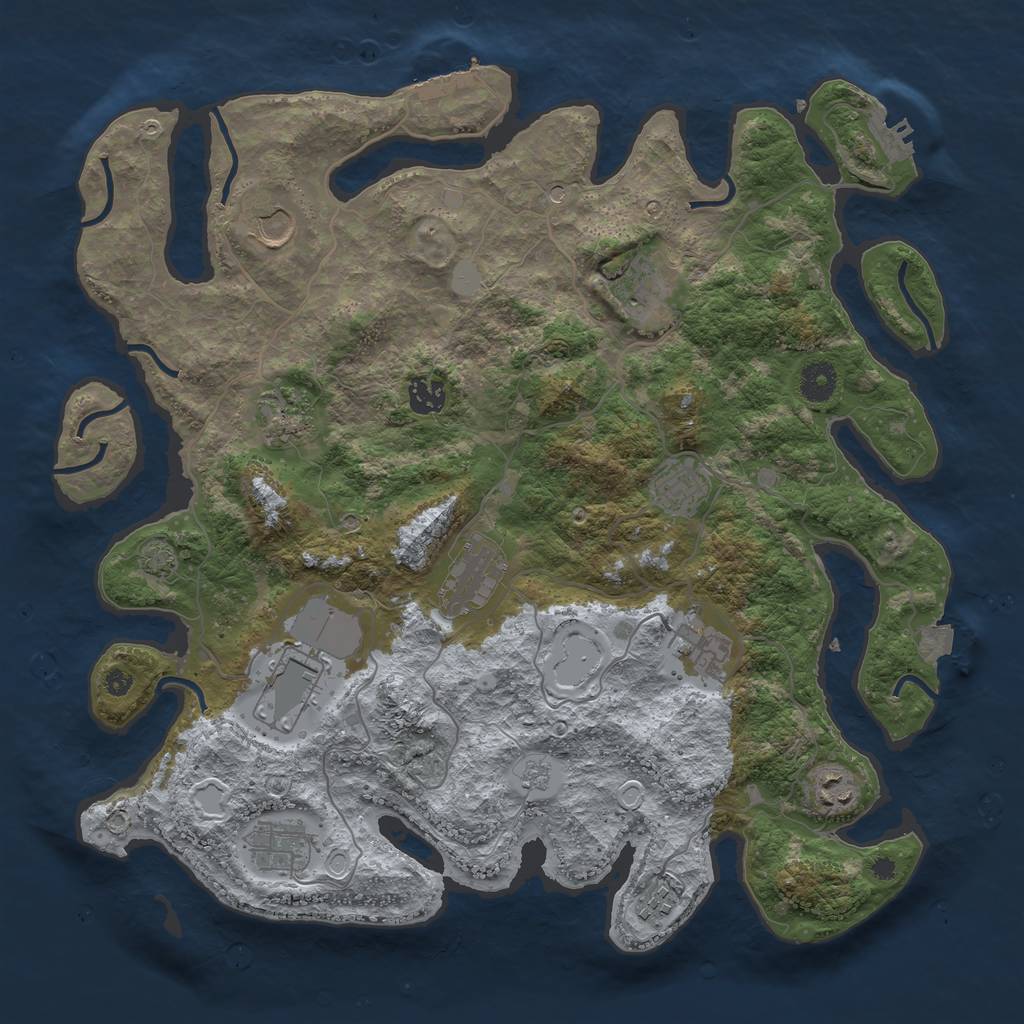 Rust Map: Procedural Map, Size: 3950, Seed: 29203303, 19 Monuments