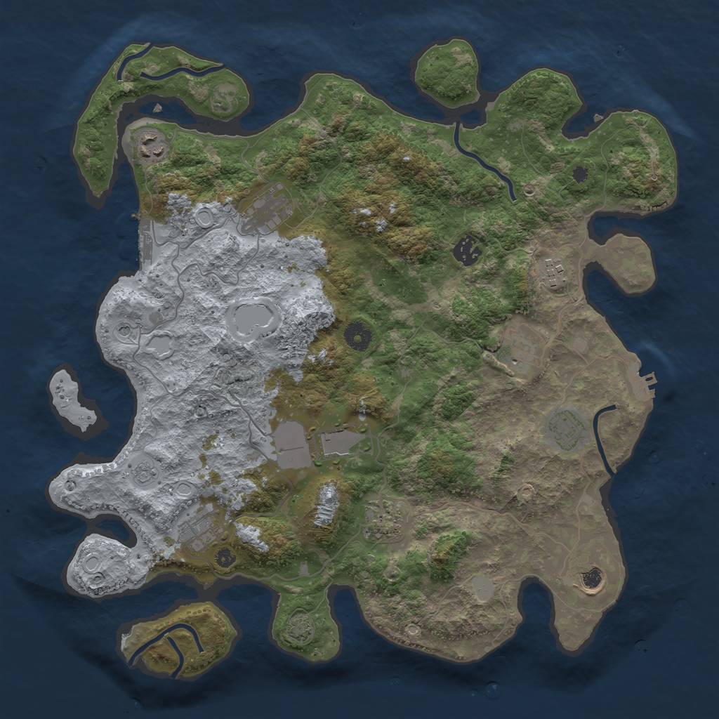 Rust Map: Procedural Map, Size: 3900, Seed: 7228564, 18 Monuments