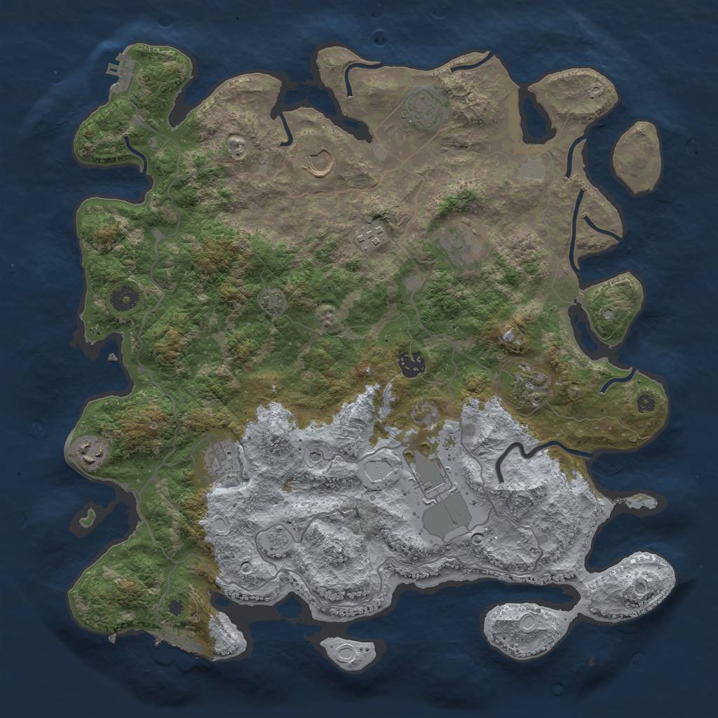 Rust Map: Procedural Map, Size: 4000, Seed: 75487660, 17 Monuments