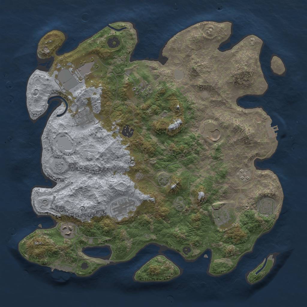 Rust Map: Procedural Map, Size: 3850, Seed: 16055357, 18 Monuments