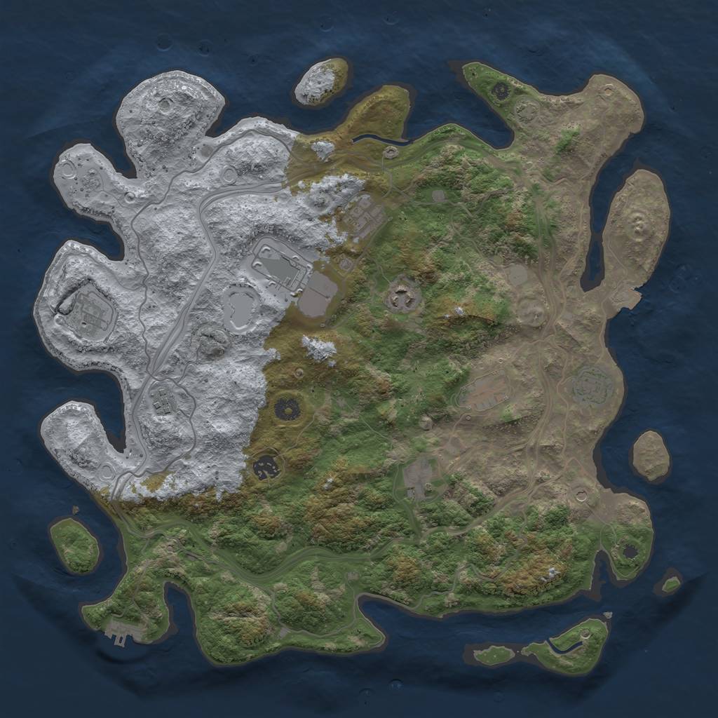 Rust Map: Procedural Map, Size: 4300, Seed: 81673505, 16 Monuments
