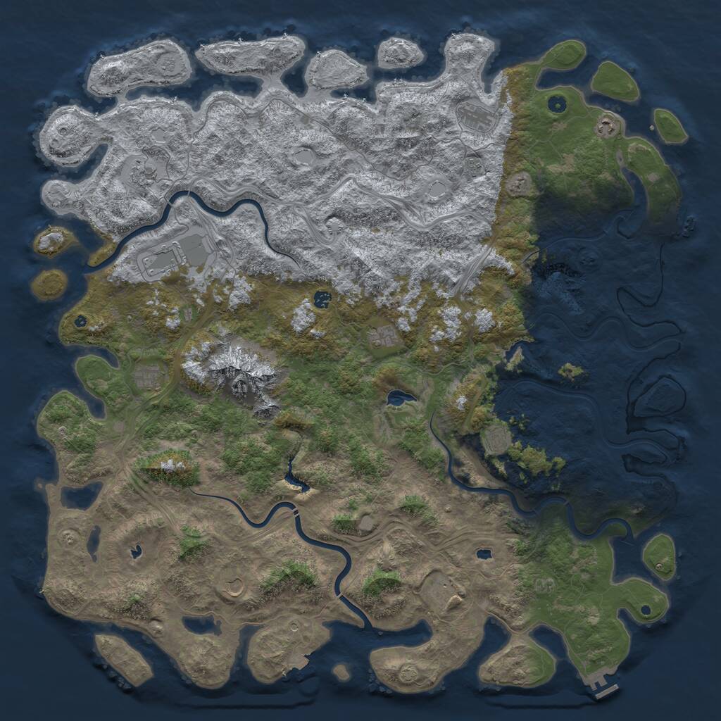 Rust Map: Procedural Map, Size: 6000, Seed: 7845, 17 Monuments