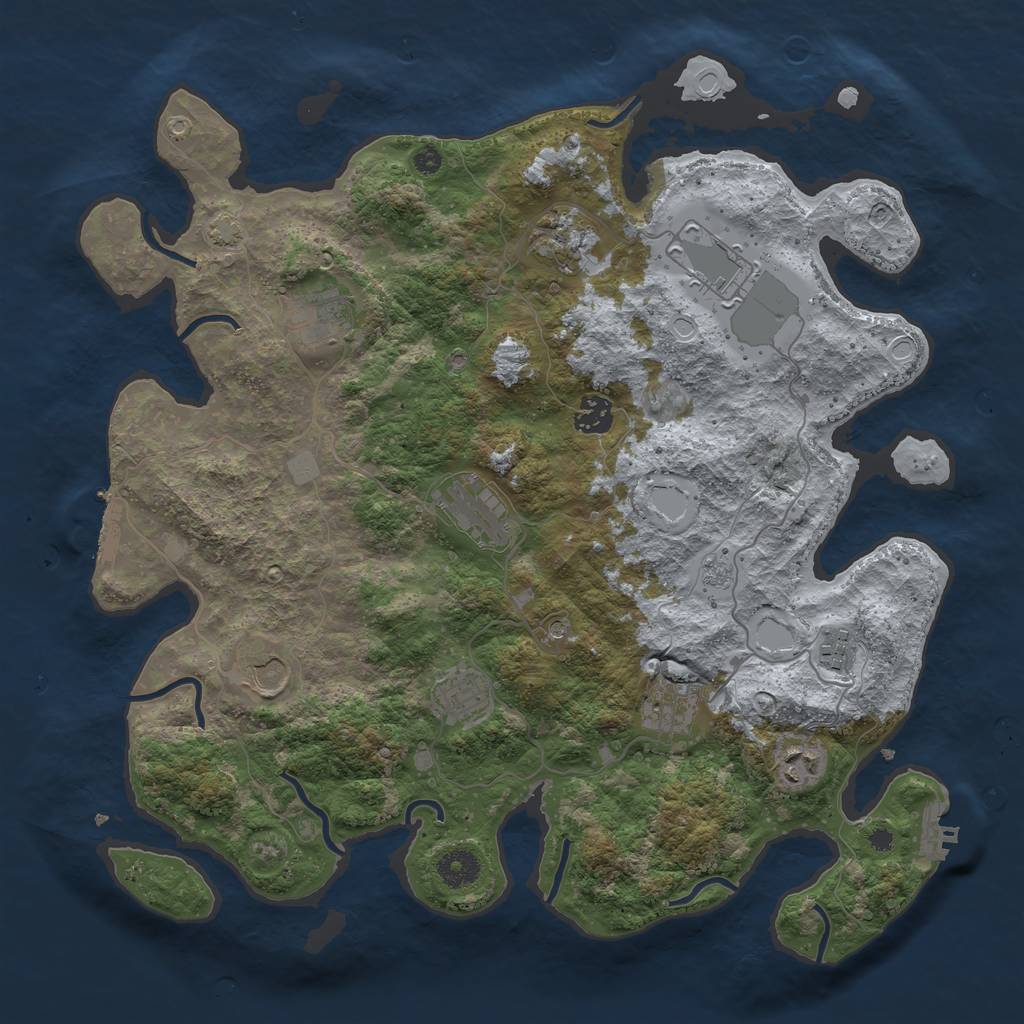 Rust Map: Procedural Map, Size: 3850, Seed: 94545308, 18 Monuments