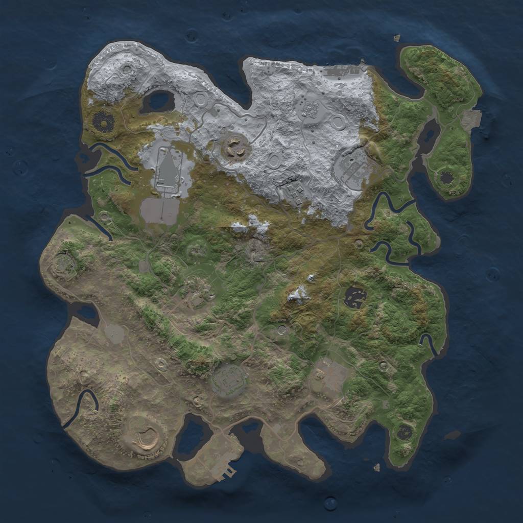 Rust Map: Procedural Map, Size: 3550, Seed: 282836, 17 Monuments