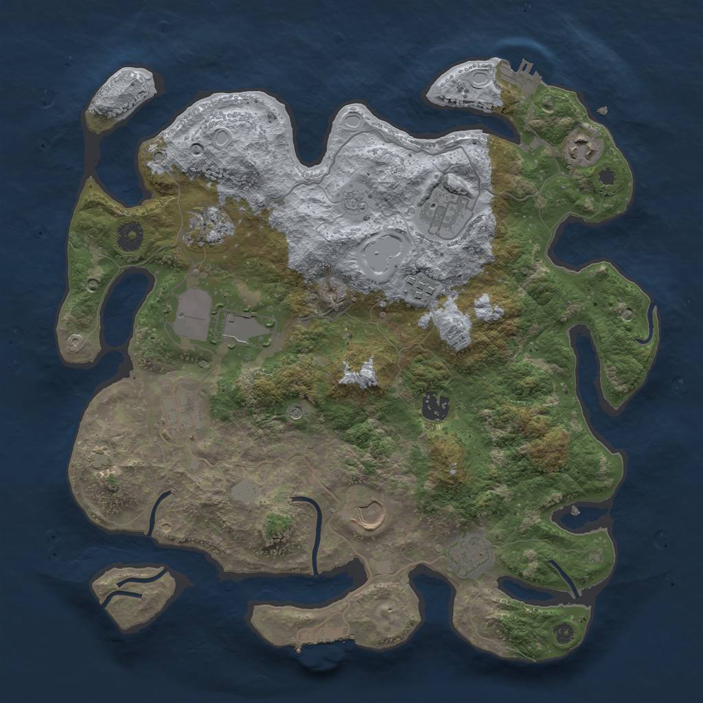 Rust Map: Procedural Map, Size: 3650, Seed: 84245359, 17 Monuments