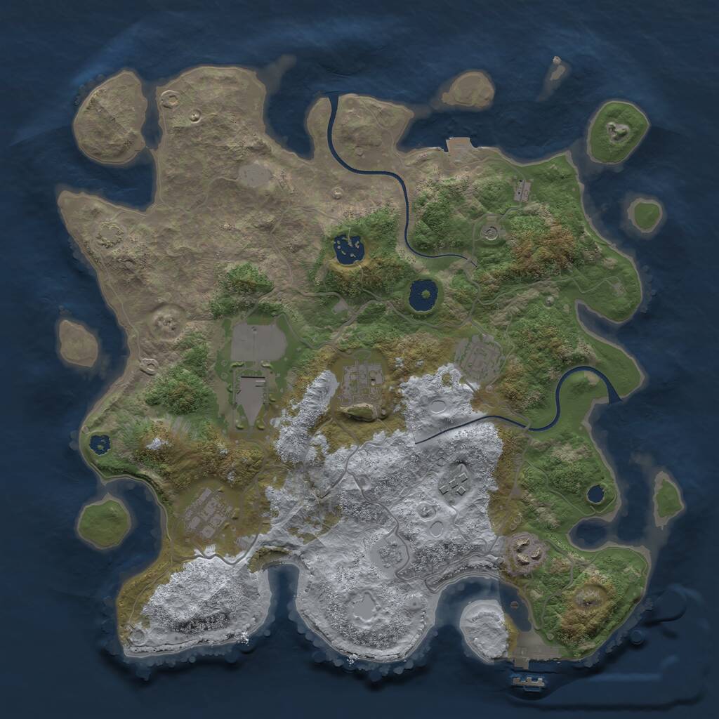 Rust Map: Procedural Map, Size: 3500, Seed: 764154674, 12 Monuments