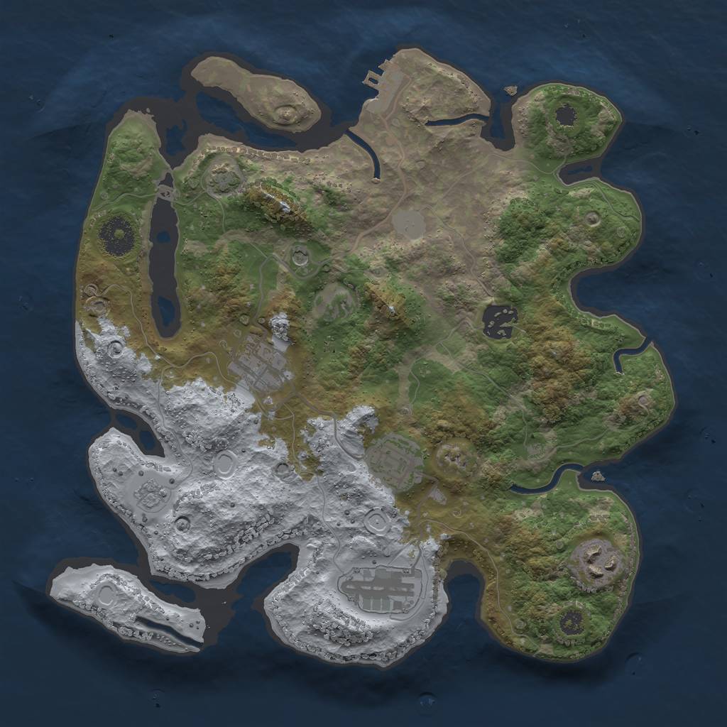 Rust Map: Procedural Map, Size: 3000, Seed: 3684517, 12 Monuments