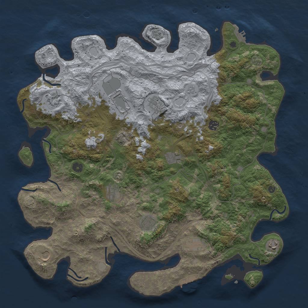 Rust Map: Procedural Map, Size: 4500, Seed: 99147373, 19 Monuments