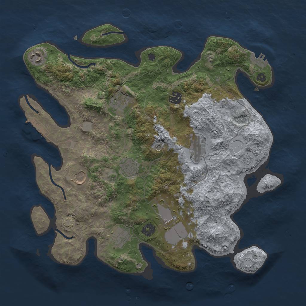 Rust Map: Procedural Map, Size: 3500, Seed: 34657465, 16 Monuments