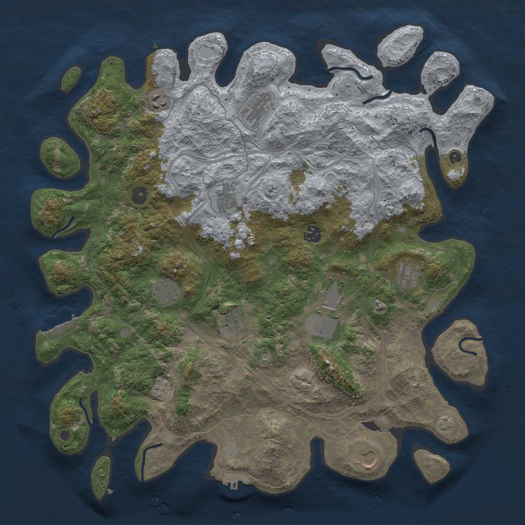 Rust Map: Procedural Map, Size: 4500, Seed: 1542902909, 18 Monuments