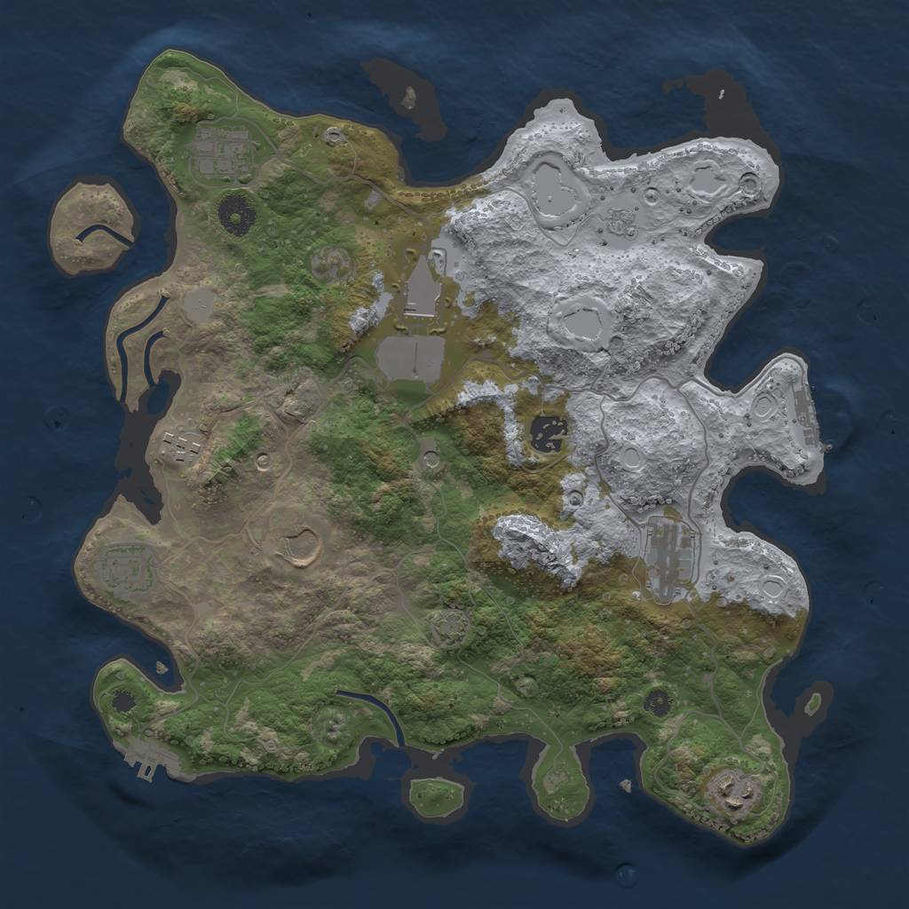 Rust Map: Procedural Map, Size: 3550, Seed: 24855689, 16 Monuments