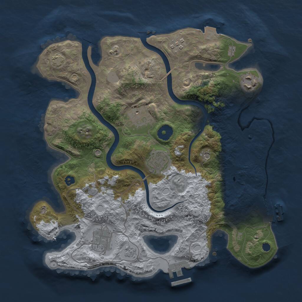 Rust Map: Procedural Map, Size: 3000, Seed: 12983291, 11 Monuments