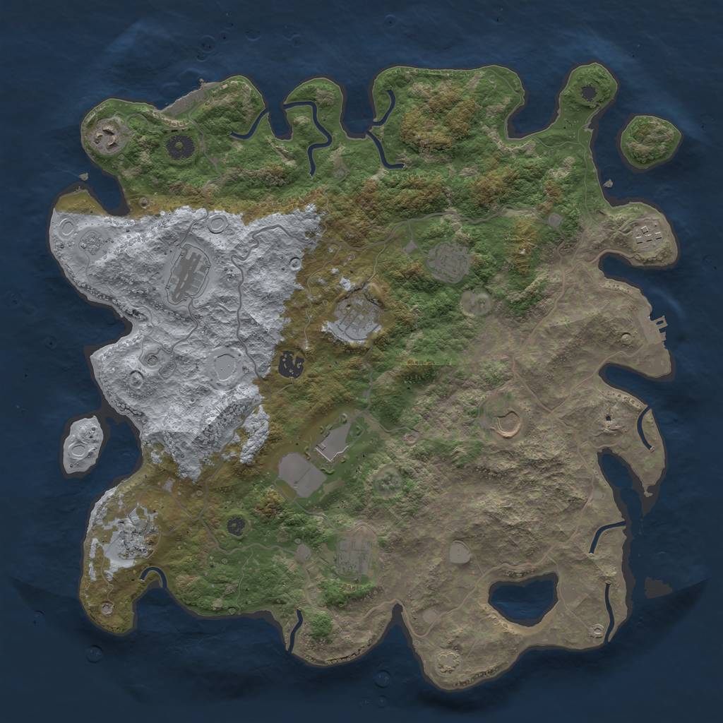 Rust Map: Procedural Map, Size: 4100, Seed: 987472, 18 Monuments