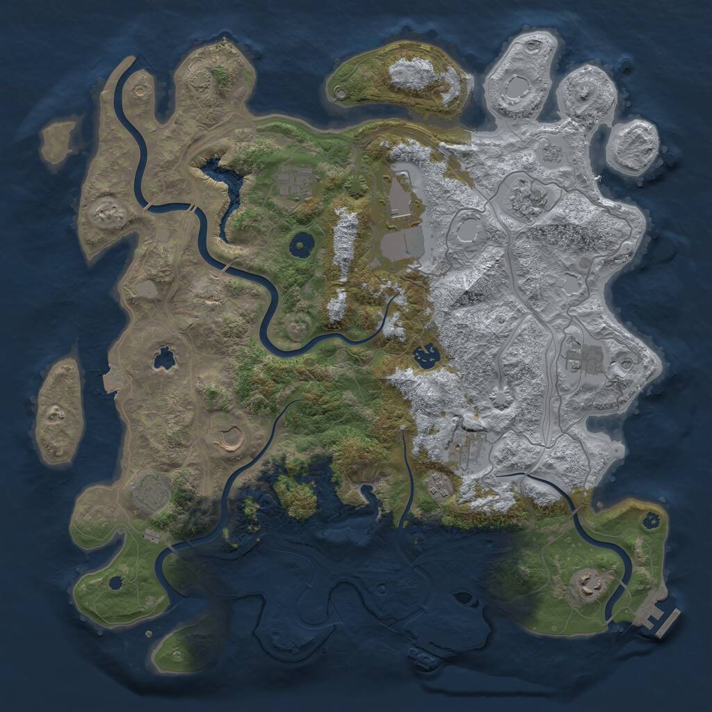Rust Map: Procedural Map, Size: 4250, Seed: 427181658, 16 Monuments