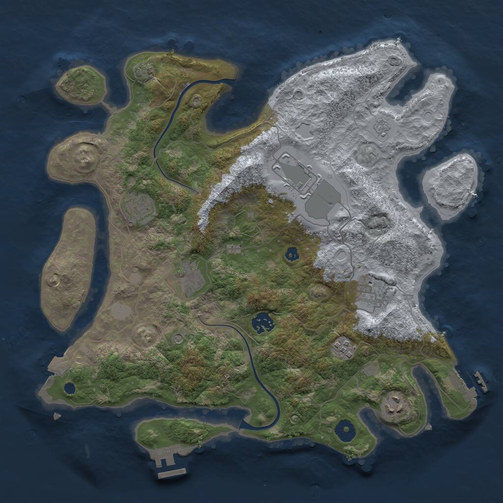 Rust Map: Procedural Map, Size: 3600, Seed: 61686807, 13 Monuments