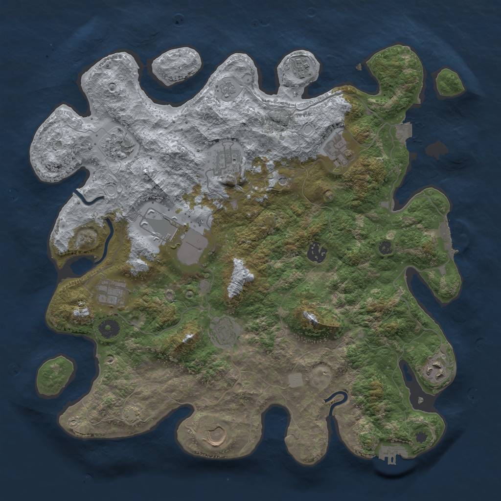 Rust Map: Procedural Map, Size: 3800, Seed: 41197761, 18 Monuments