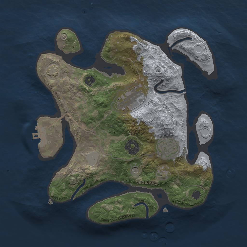 Rust Map: Procedural Map, Size: 2500, Seed: 2146459114, 8 Monuments
