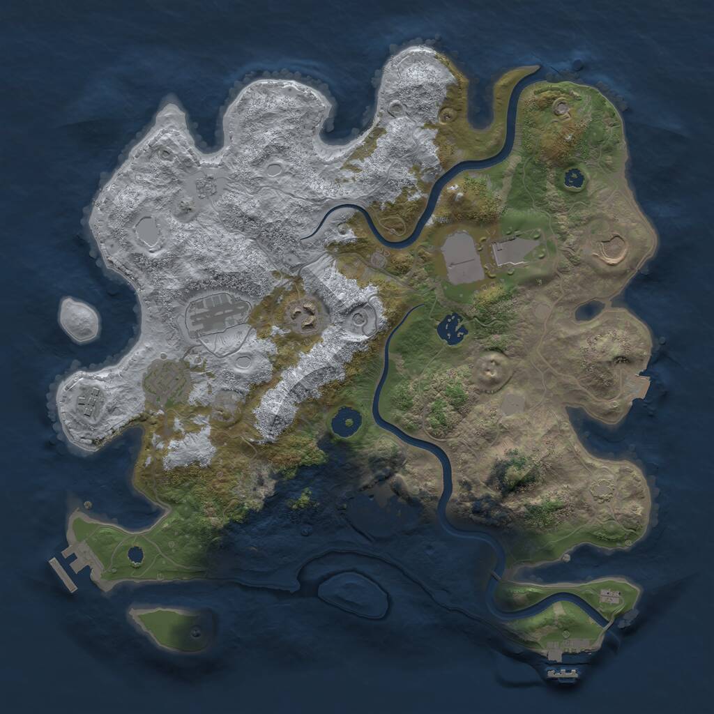 Rust Map: Procedural Map, Size: 3650, Seed: 30519714, 14 Monuments