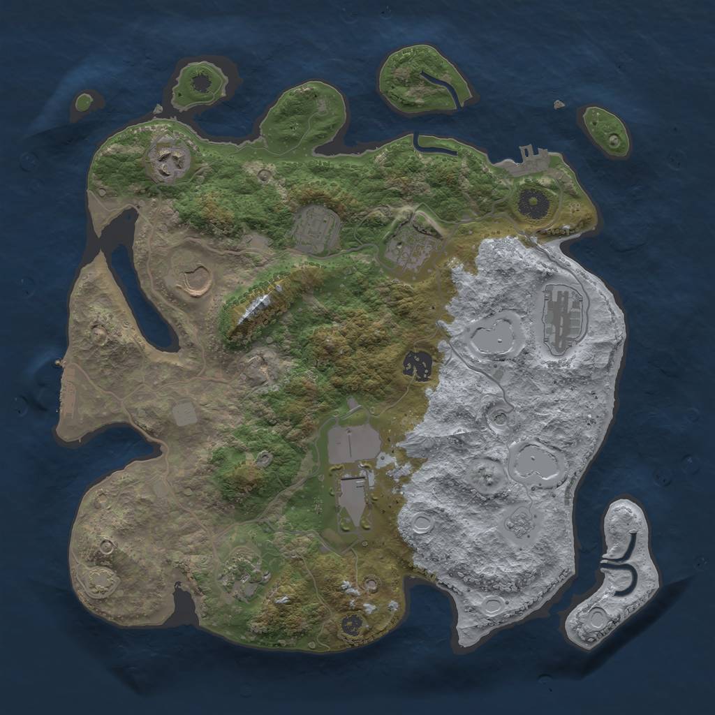 Rust Map: Procedural Map, Size: 3500, Seed: 45358331, 16 Monuments