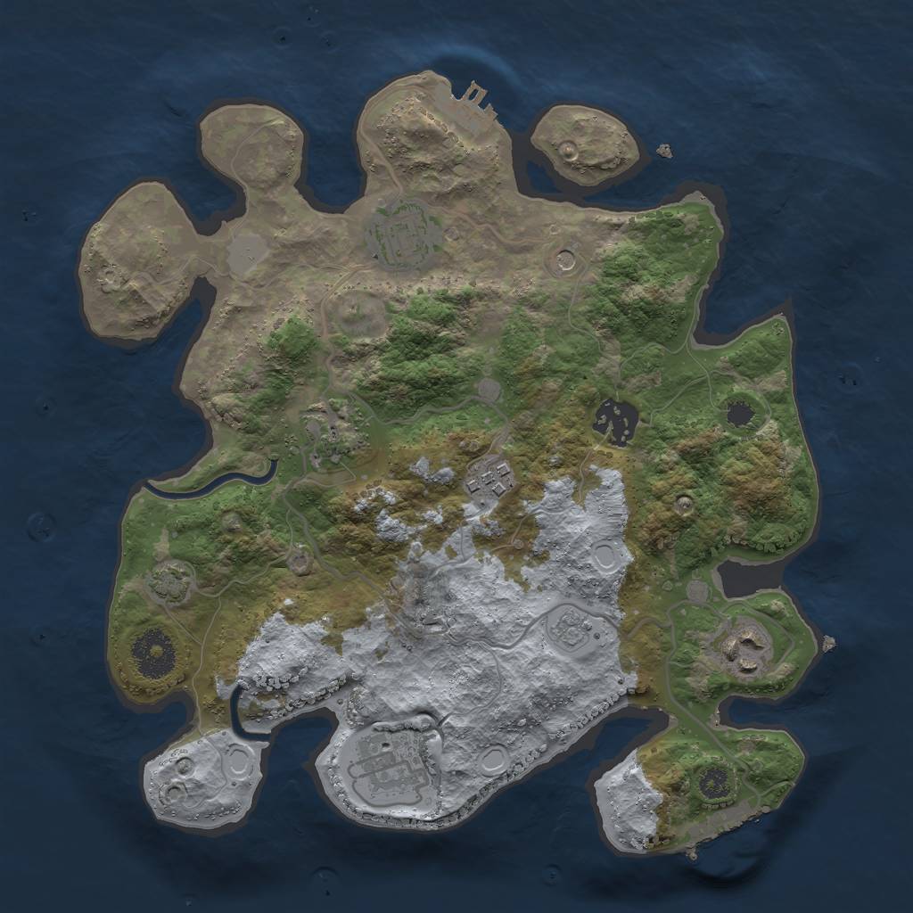 Rust Map: Procedural Map, Size: 3000, Seed: 28336, 14 Monuments