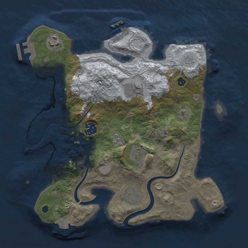 Rust Map: Procedural Map, Size: 3000, Seed: 14864, 12 Monuments