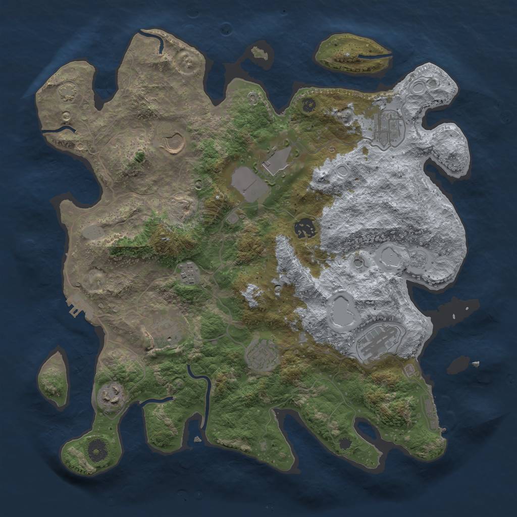 Rust Map: Procedural Map, Size: 3700, Seed: 3434438, 17 Monuments